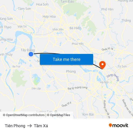 Tiên Phong to Tầm Xá map