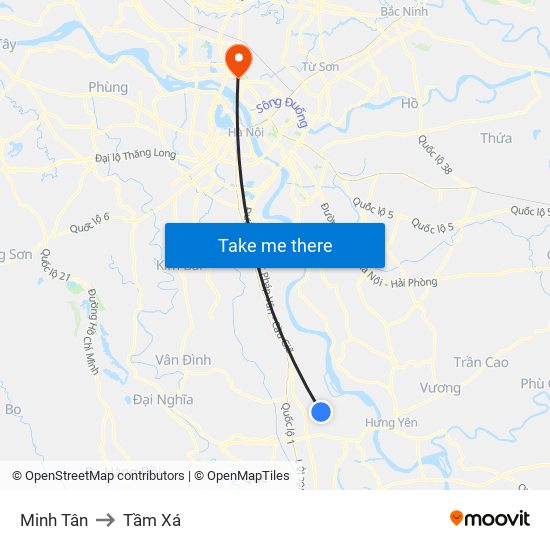 Minh Tân to Tầm Xá map