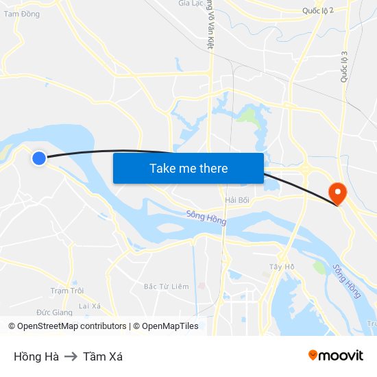 Hồng Hà to Tầm Xá map