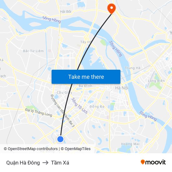 Quận Hà Đông to Tầm Xá map