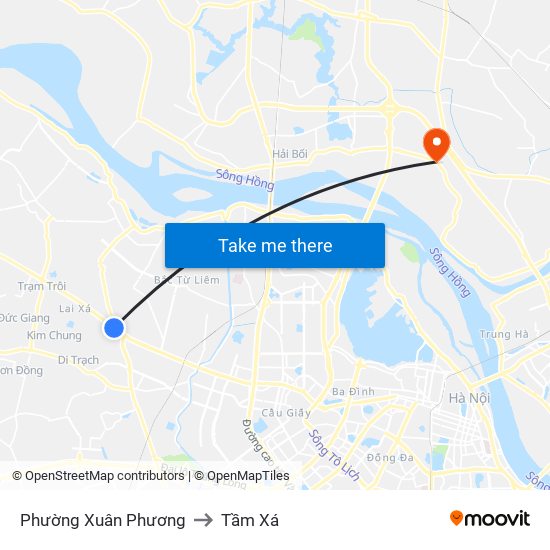 Phường Xuân Phương to Tầm Xá map