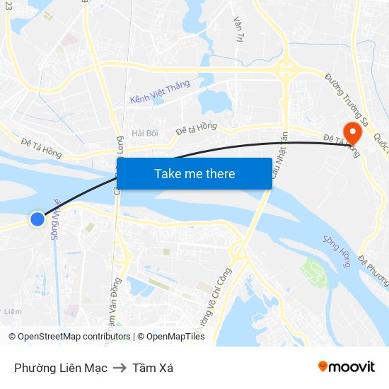 Phường Liên Mạc to Tầm Xá map