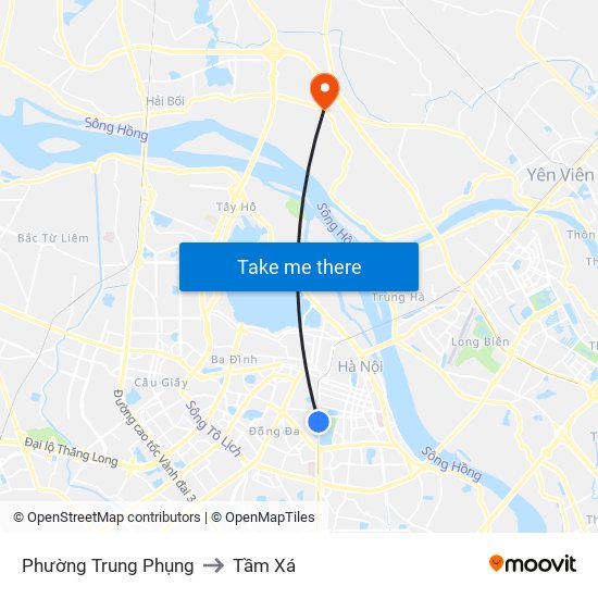 Phường Trung Phụng to Tầm Xá map