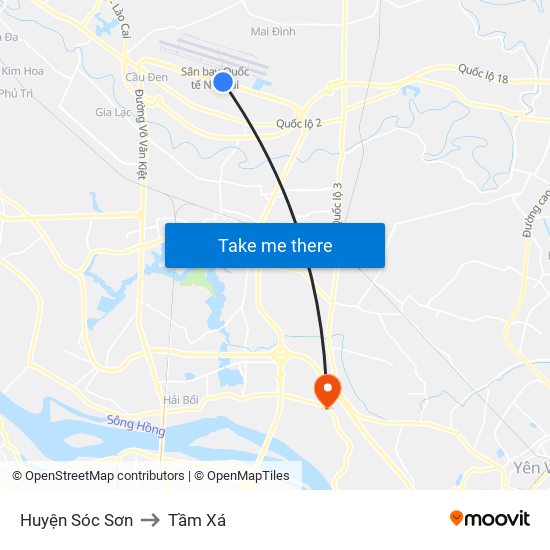 Huyện Sóc Sơn to Tầm Xá map