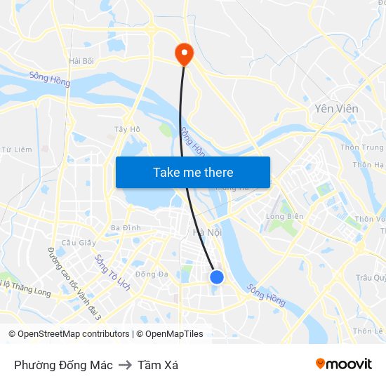 Phường Đống Mác to Tầm Xá map