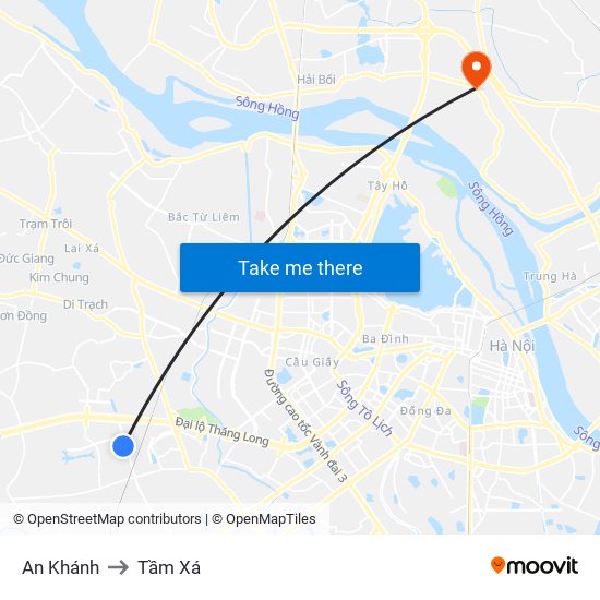 An Khánh to Tầm Xá map
