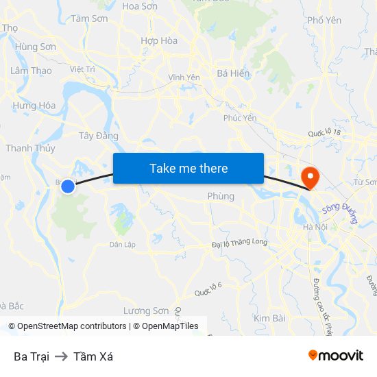 Ba Trại to Tầm Xá map