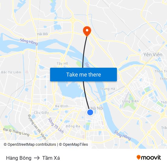 Hàng Bông to Tầm Xá map