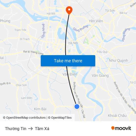 Thường Tín to Tầm Xá map