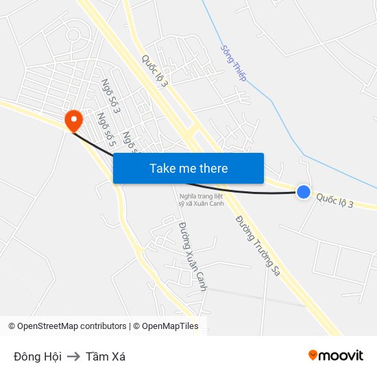 Đông Hội to Tầm Xá map