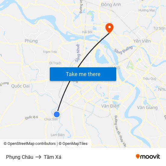 Phụng Châu to Tầm Xá map