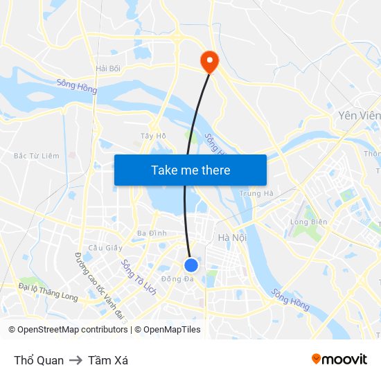 Thổ Quan to Tầm Xá map