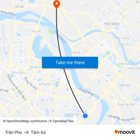 Trần Phú to Tầm Xá map