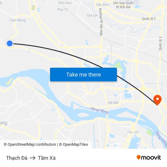 Thạch Đà to Tầm Xá map