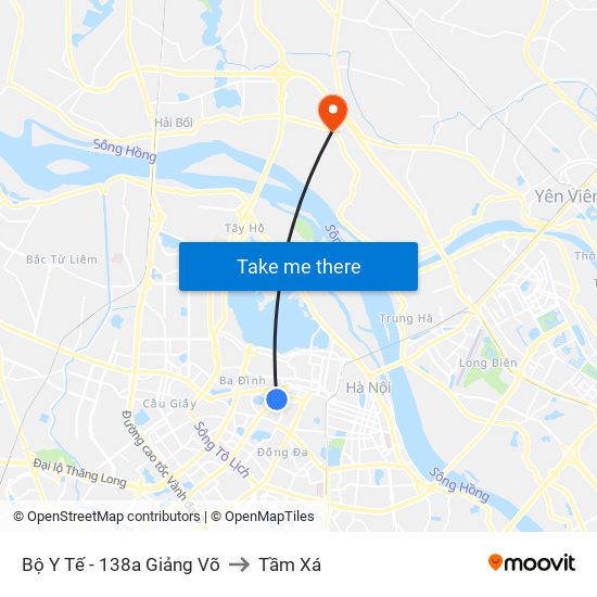 Bộ Y Tế - 138a Giảng Võ to Tầm Xá map