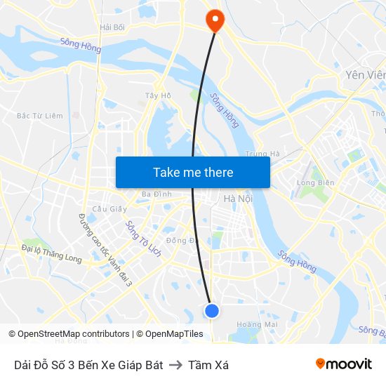 Dải Đỗ Số 3 Bến Xe Giáp Bát to Tầm Xá map