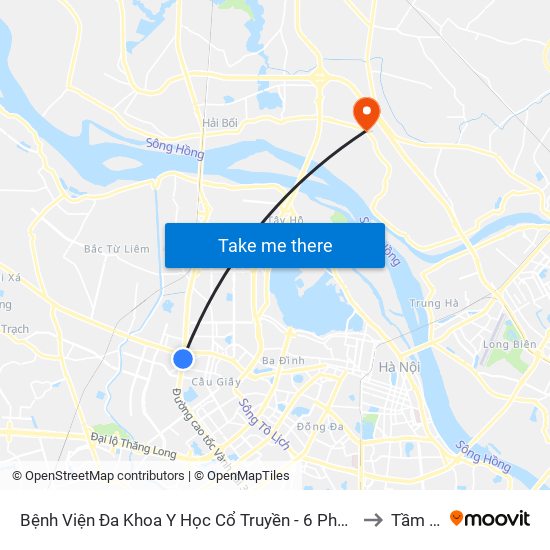 Bệnh Viện Đa Khoa Y Học Cổ Truyền - 6 Phạm Hùng to Tầm Xá map