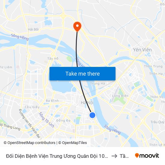 Đối Diện Bệnh Viện Trung Ương Quân Đội 108 - Trần Hưng Đạo to Tầm Xá map