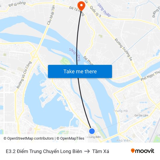 E3.2 Điểm Trung Chuyển Long Biên to Tầm Xá map