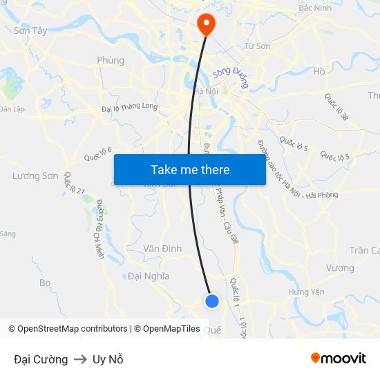 Đại Cường to Uy Nỗ map