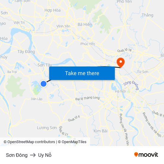 Sơn Đông to Uy Nỗ map