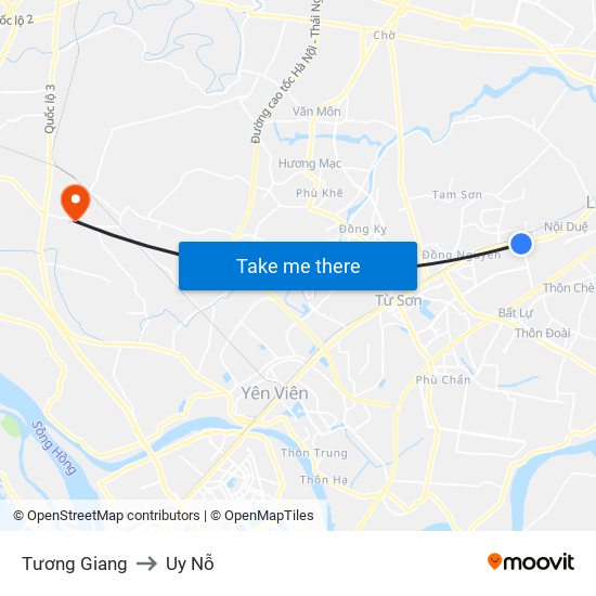 Tương Giang to Uy Nỗ map