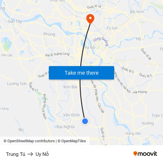 Trung Tú to Uy Nỗ map