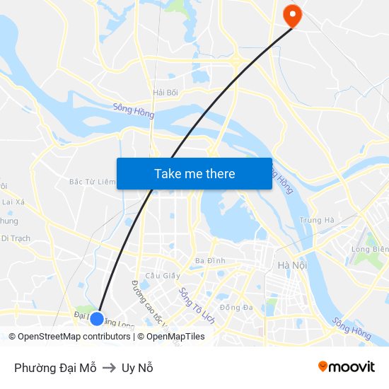 Phường Đại Mỗ to Uy Nỗ map