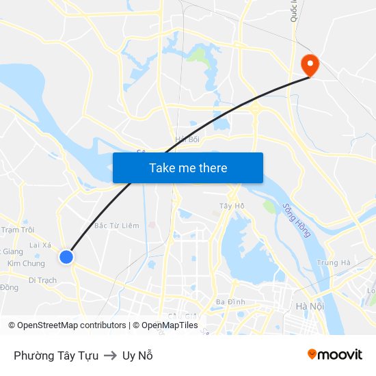 Phường Tây Tựu to Uy Nỗ map