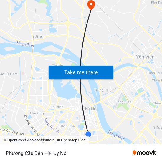 Phường Cầu Dền to Uy Nỗ map