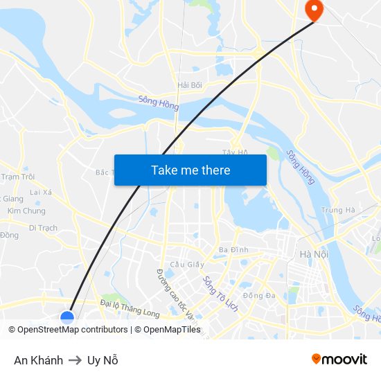 An Khánh to Uy Nỗ map