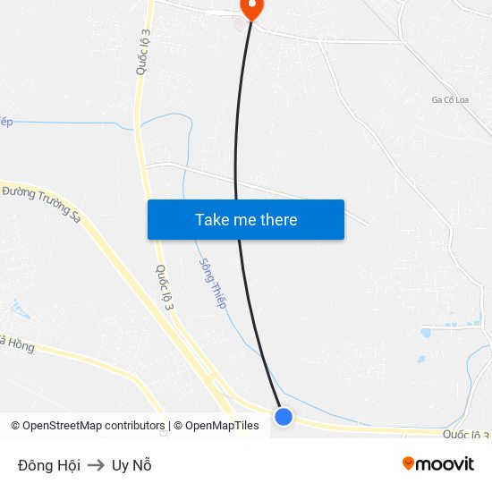 Đông Hội to Uy Nỗ map