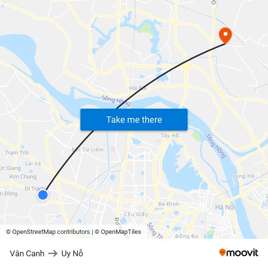 Vân Canh to Uy Nỗ map