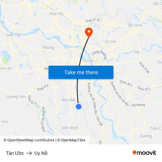 Tân Ước to Uy Nỗ map