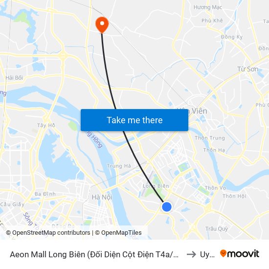 Aeon Mall Long Biên (Đối Diện Cột Điện T4a/2a-B Đường Cổ Linh) to Uy Nỗ map