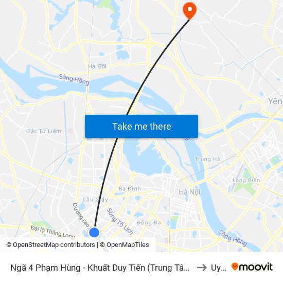 Ngã 4 Phạm Hùng - Khuất Duy Tiến (Trung Tâm Hội Nghị Quốc Gia) to Uy Nỗ map