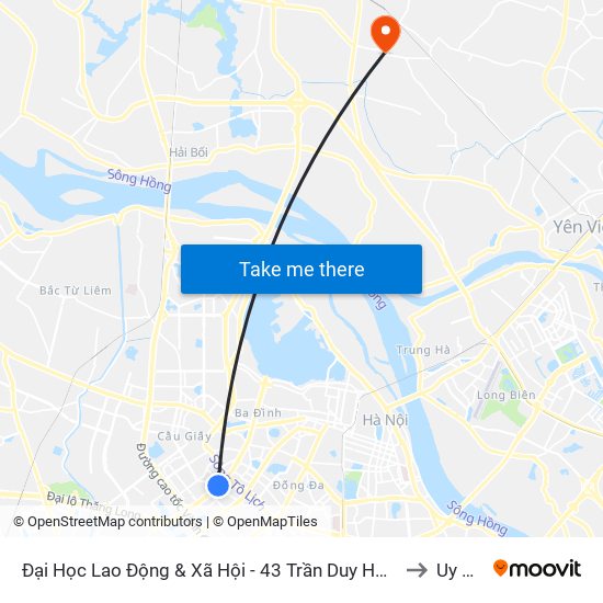 Đại Học Lao Động & Xã Hội - 43 Trần Duy Hưng to Uy Nỗ map