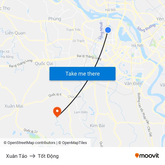 Xuân Tảo to Tốt Động map