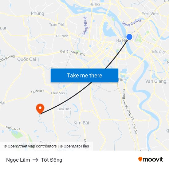 Ngọc Lâm to Tốt Động map