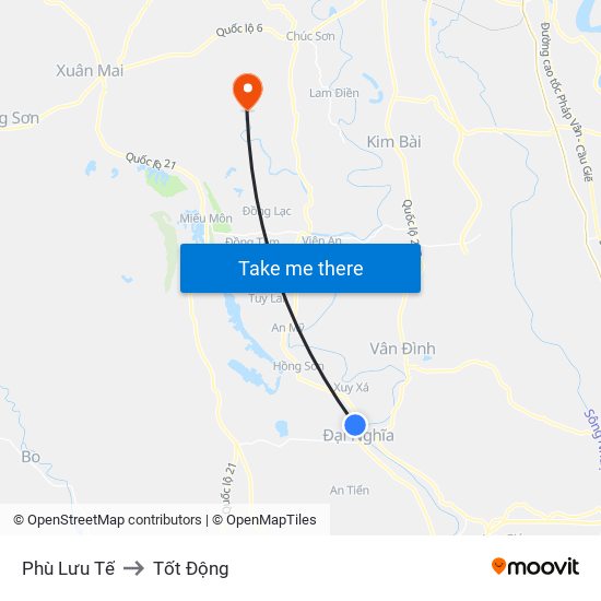 Phù Lưu Tế to Tốt Động map