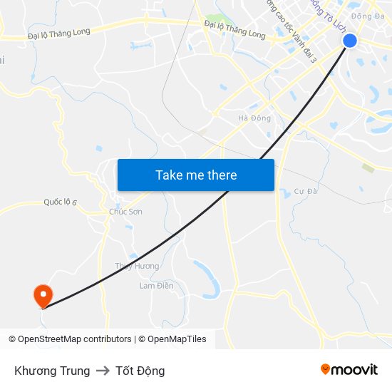 Khương Trung to Tốt Động map