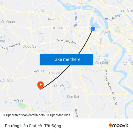 Phường Liễu Giai to Tốt Động map