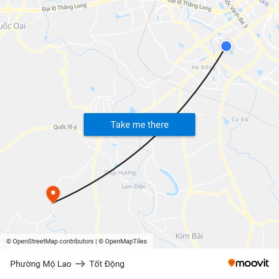 Phường Mộ Lao to Tốt Động map