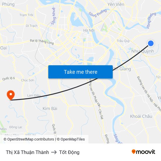 Thị Xã Thuận Thành to Tốt Động map