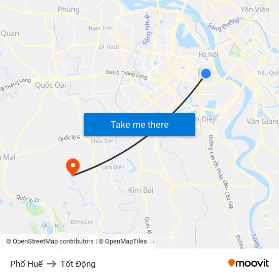 Phố Huế to Tốt Động map