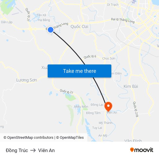 Đồng Trúc to Viên An map