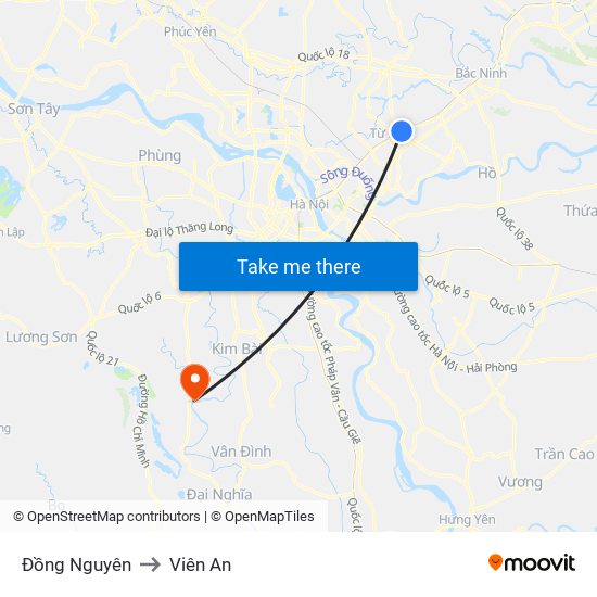 Đồng Nguyên to Viên An map