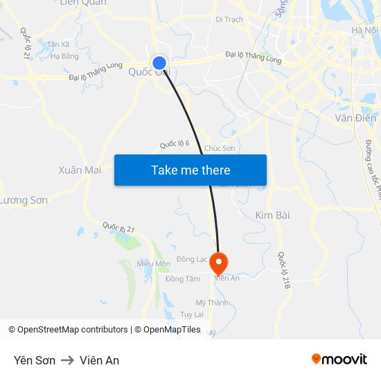 Yên Sơn to Viên An map