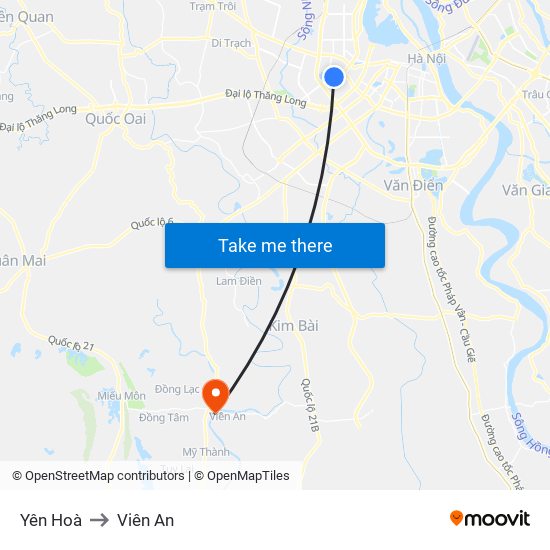 Yên Hoà to Viên An map