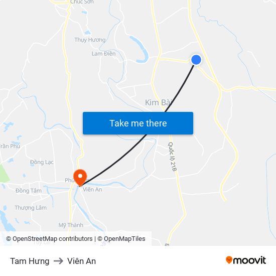 Tam Hưng to Viên An map